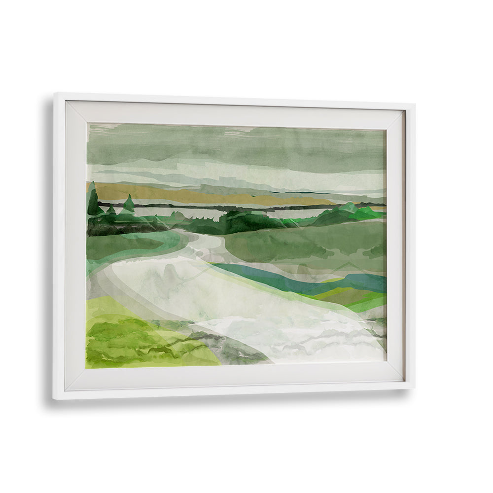 Lush greenery and tranquil scenery in GREEN PASTURES I, LANDSCAPE PAINTINGS, perfect for elevating any space.