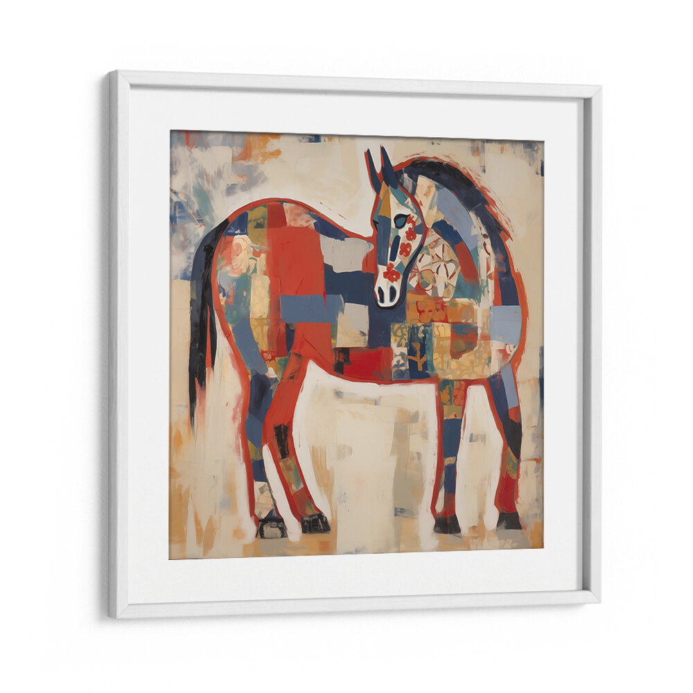 HORSE IN PATCHWORK , ANIMAL PAINTINGS