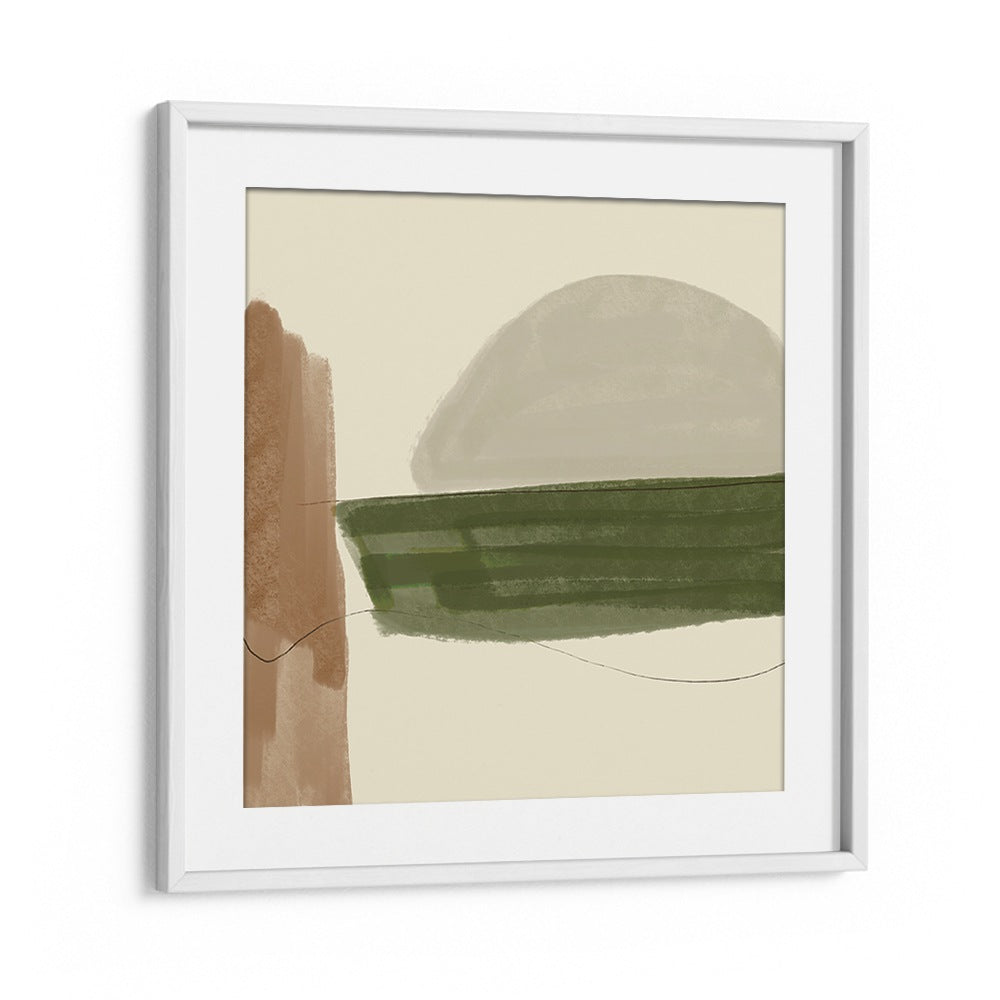 Framed MINIMAL FALL, ABSTRACT PAINTINGS showcasing soothing colors and geometric forms for elegant decor.