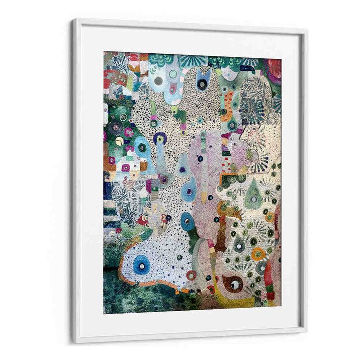 WhiteMount Gallery framed MIRRORS AND SPACE , ABSTRACT PAINTINGS with luminous layers, textured forms and quiet geometry