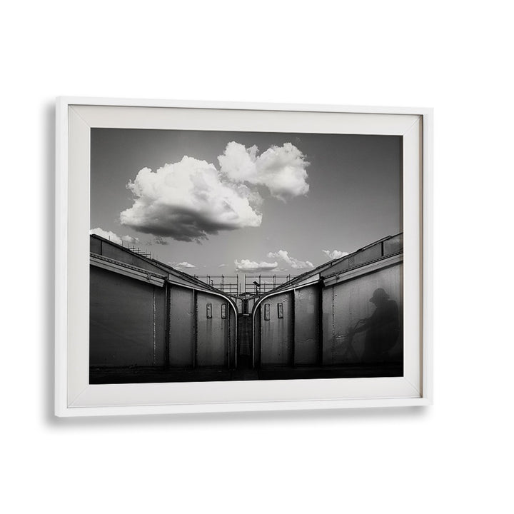 Captivating "ON THE BRIDGE, PHOTOGRAPHY PRINTS" showcasing urban life in a stunning black and white composition.