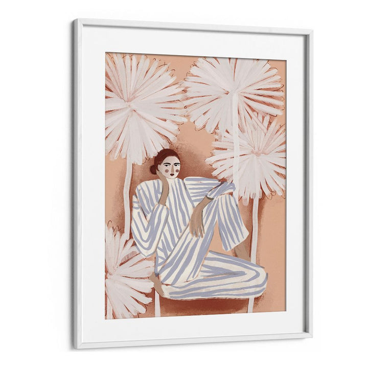 PEACEFUL WOMAN AMONG LEAVES