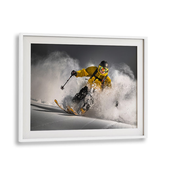 Dynamic skier in action captured in POWDER BLAST, PHOTOGRAPHY PRINTS showcasing creativity and adventure.