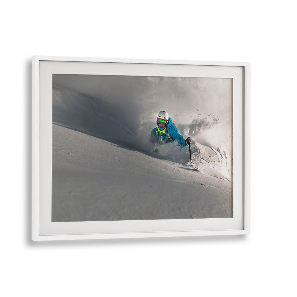 Dynamic skiing scene showcasing the thrill of winter sports, part of POWDER EARTHQUAKE, PHOTOGRAPHY PRINTS collection.