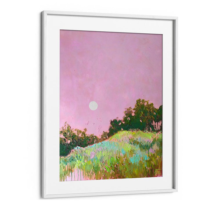PINK GREEN HILLS, LANDSCAPE PAINTINGS showcase serene rolling hills in soft pink and lush green hues for tranquil decor.
