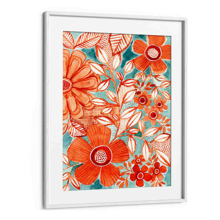 RED DAISIES WITH AQUA