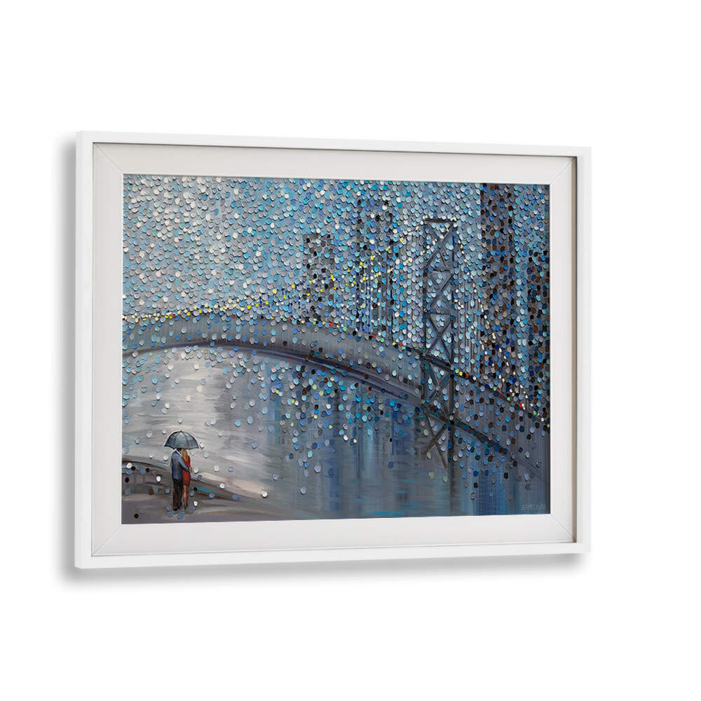 RAINY DATE WITH THE BRIDGE VIEW , MODERN IMPRESSIONISM PAINTINGS