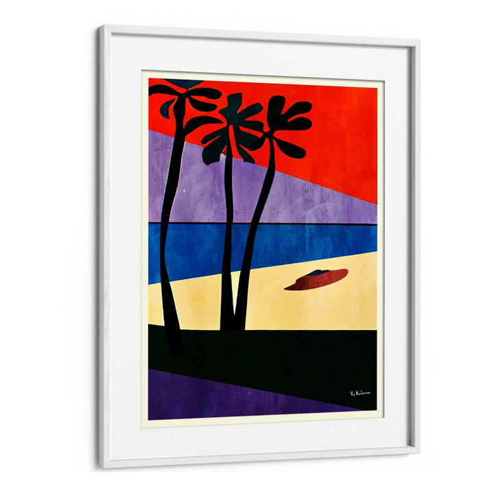 Vibrant Puerto Rico Beach Paintings featuring palm trees and sunset hues, perfect for art lovers and beach enthusiasts.