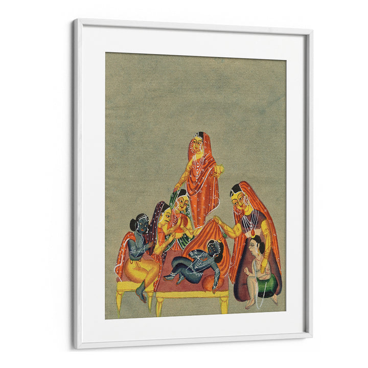 WORSHIP OF THE INFANT KRISHNA , INDIAN ART PAINTINGS