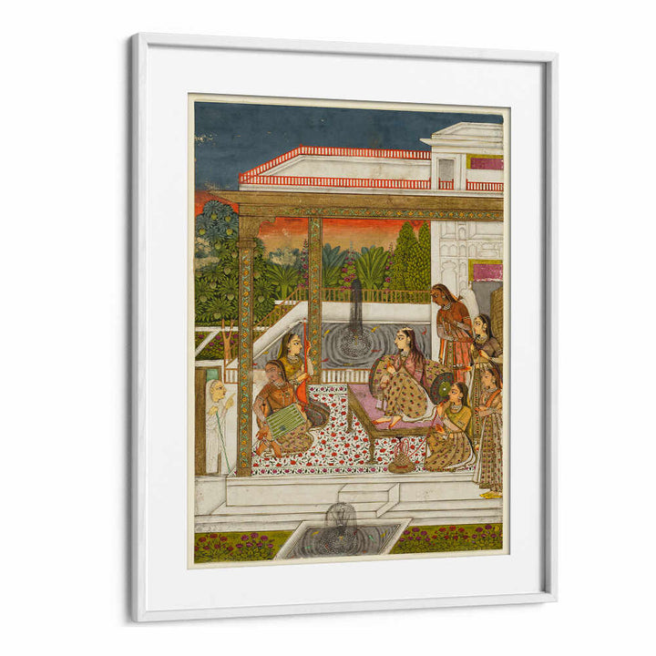 GARDEN COURT OF GENTLE CONVERSATIONS , INDIAN ART PAINTINGS