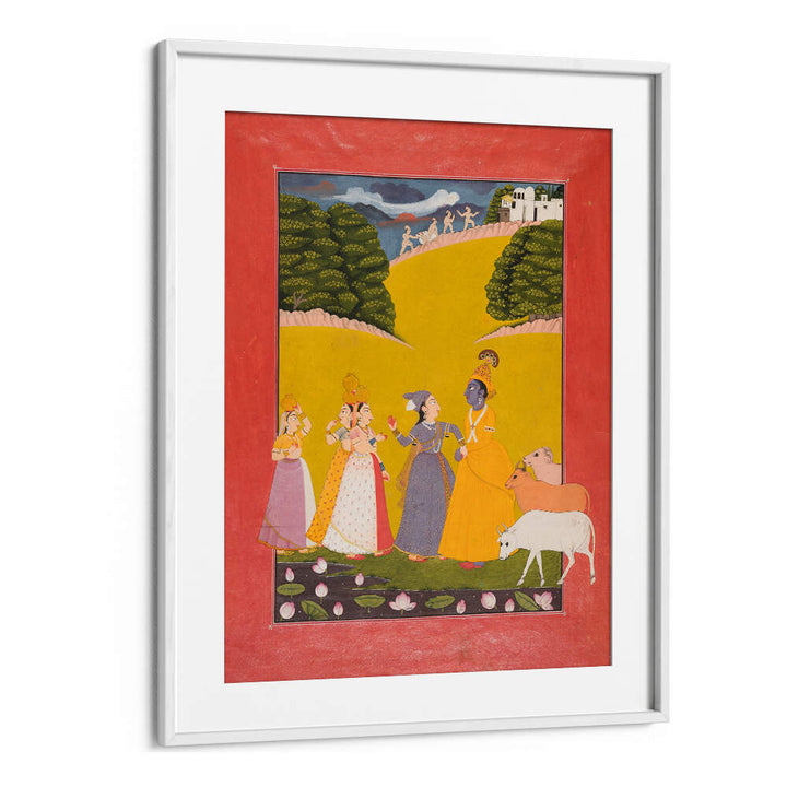 KRISHNA AMONG THE GOPIS , INDIAN ART PAINTINGS