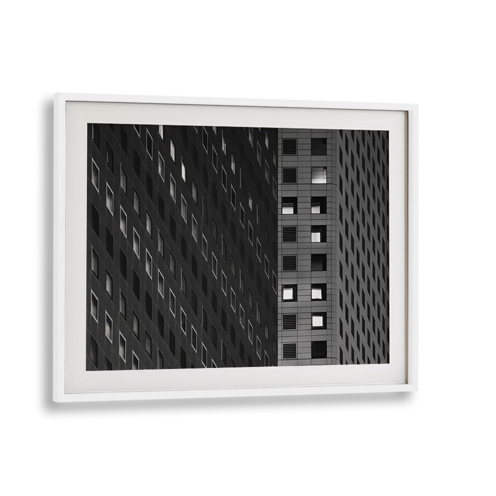 SQUARES, PHOTOGRAPHY PRINTS showcasing striking urban architecture in a sleek white frame for modern decor.
