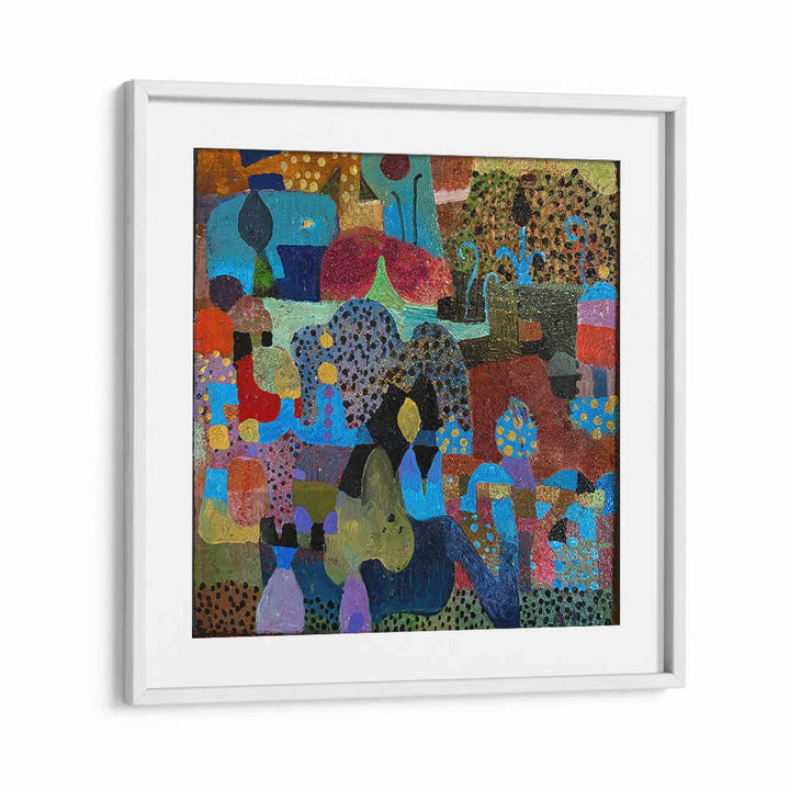 WhiteMount gallery framed canvas showcasing THE VILLAGE , ABSTRACT PAINTINGS with warm earth tones, textured brushstrokes