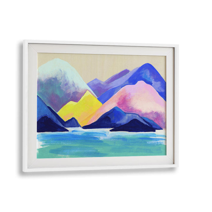 Vibrant TOFINO MOUNTAINSCAPE, LANDSCAPE PAINTINGS showcasing serene mountains and water, perfect for your art collection.
