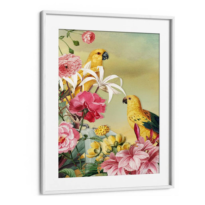TROPICAL PARROTS AND FLOWERS
