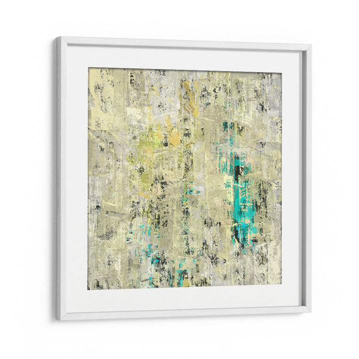 VAGUE, ABSTRACT PAINTINGS featuring calming yellow and teal hues, perfect for enhancing any modern space.