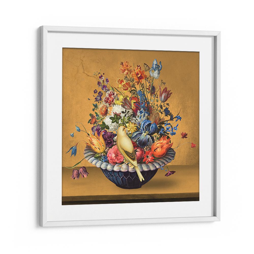 VIBRANT FLOWERS WITH BIRD