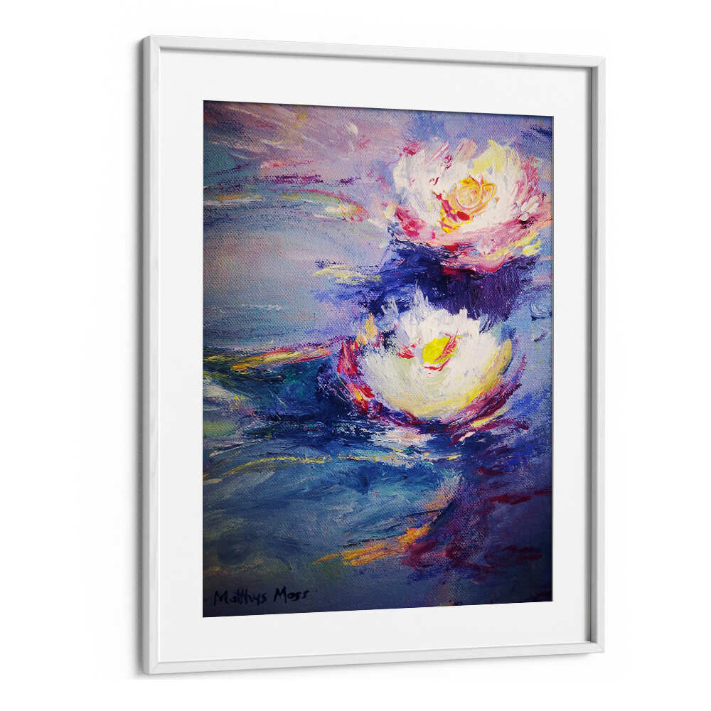 WATER LILIES , FLORAL FLOWER PAINTINGS