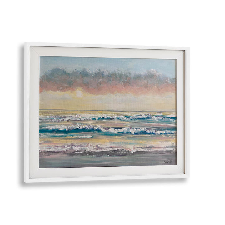 Serene WAVES AT DAWN, BEACH PAINTINGS enhance your space with coastal charm and tranquility at WhiteMount.