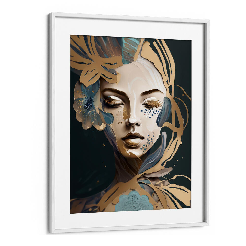 WOMAN FACE PORTRAIT WITH FLORAL ELEMENTS II , PORTRAITS & FIGURATIVE ILLUSTRATIONS