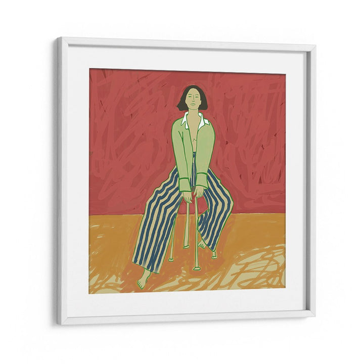 WOMAN IN STRIPED PANTS