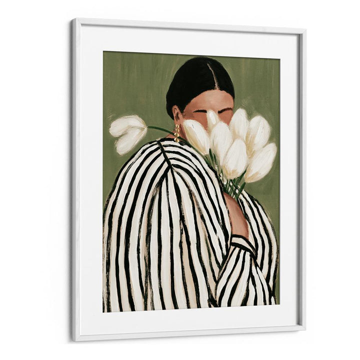STRIPED WOMAN WITH TULIPS