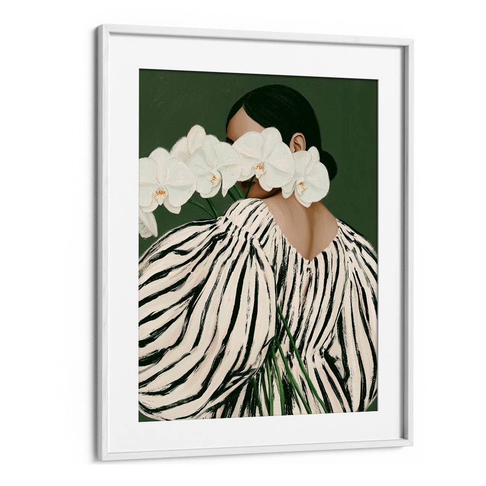 WOMAN WITH WHITE ORCHIDS