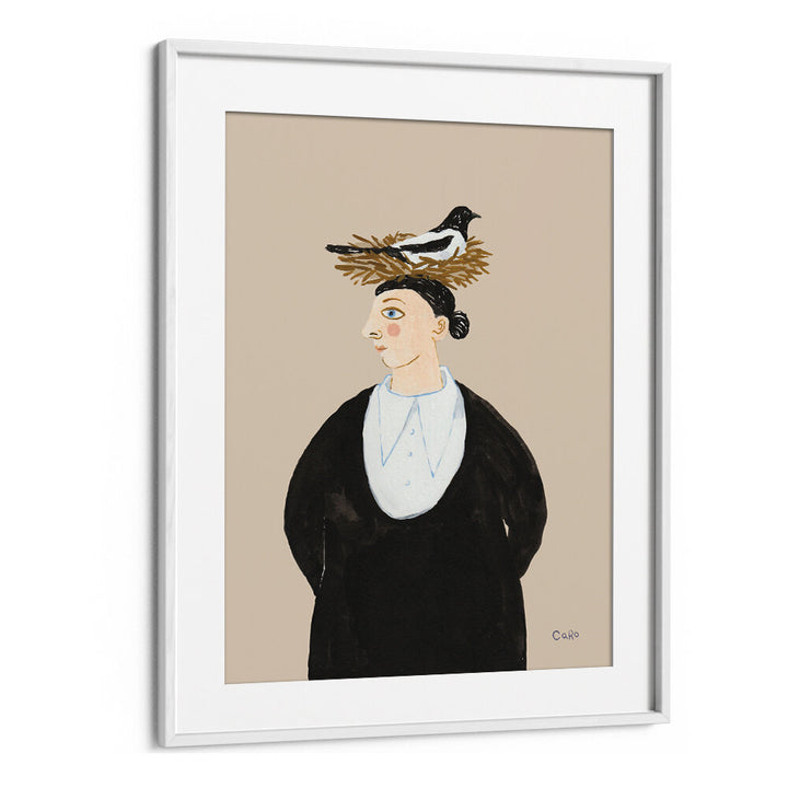 WOMAN WITH MAGPIE , PORTRAITS & FIGURATIVE ILLUSTRATIONS