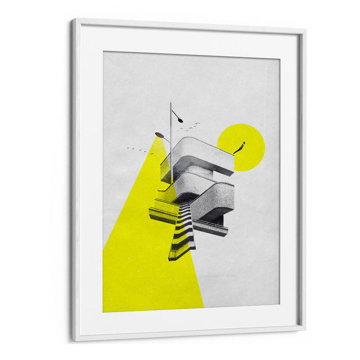 Stylish FIRST STEP, SURREAL ART PRINTS featuring bold colors and unique architectural design, perfect for modern decor.