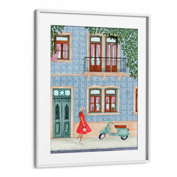 Vibrant LADY WITH SCOOTER, BAR & CAFE ART captures elegance and freedom, perfect for enhancing any space.