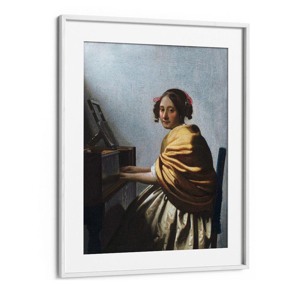 A YOUNG WOMAN SEATED AT THE VIRGINALS (CA. 1670–1672)   BY JOHANNES VERMEER, VINTAGE PAINTINGS