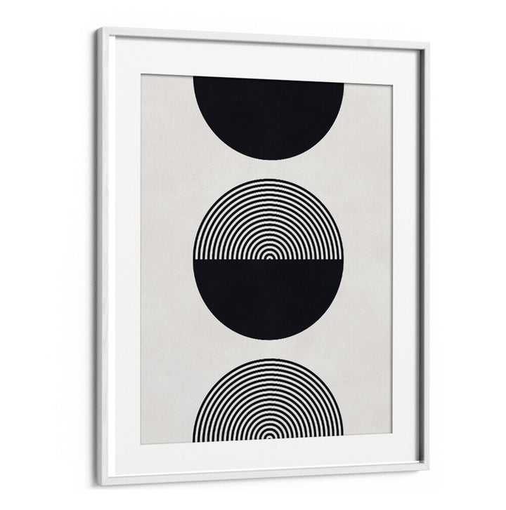 Elegant SHAPES XI, GEOMETRIC ART PRINTS featuring black and white circular designs, perfect for modern decor.