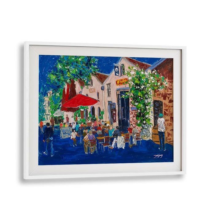Colorful café scene capturing the essence of a HOLIDAY, BAR experience, perfect for art lovers.