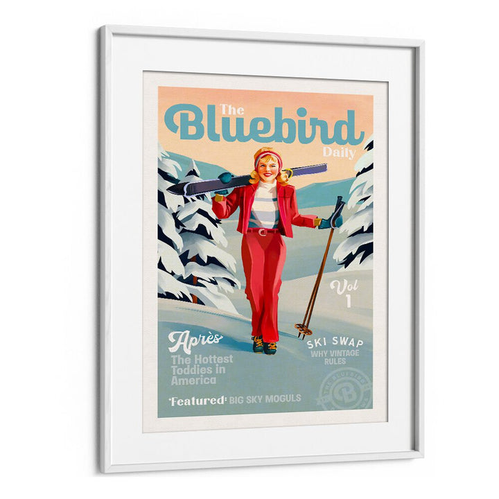 THE BLUEBIRD DAILY PINUP SKI ART BY THE WHISKEY GINGER ,WOMEN ILLUSTRATION PAINTINGS