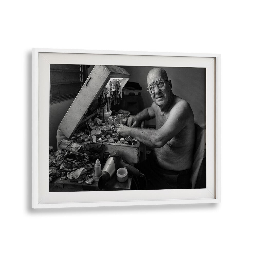 Cuban Clockmaker, Photography Prints showcase the artistry of time in vibrant street life through fine photography.