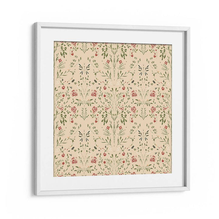 APTITUDE II, FLORAL FLOWER PAINTINGS showcases a charming floral design in a sleek white frame, perfect for any decor.