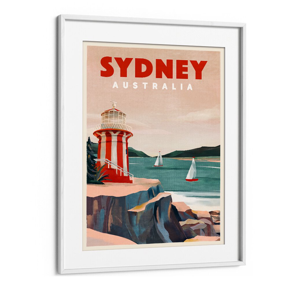 SYDNEY AUSTRALIA LIGHTHOUSE NAUTICAL TRAVEL ART BY THE WHISKEY GINGER ,TRAVEL POSTERS