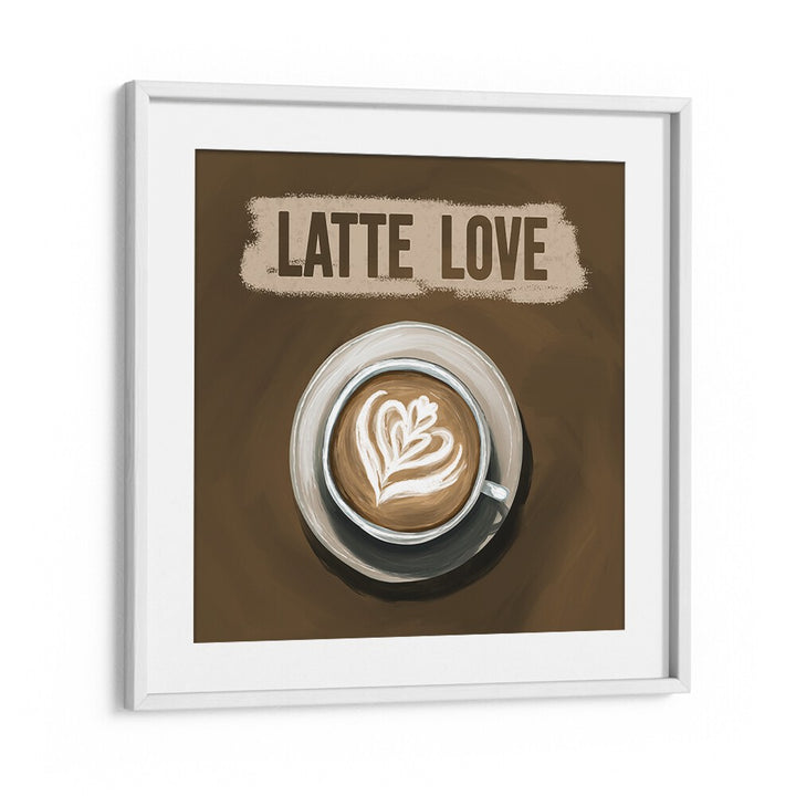 Stylish artwork featuring a latte with heart design, perfect for LATTE LOVE, BAR & CAFE decor.