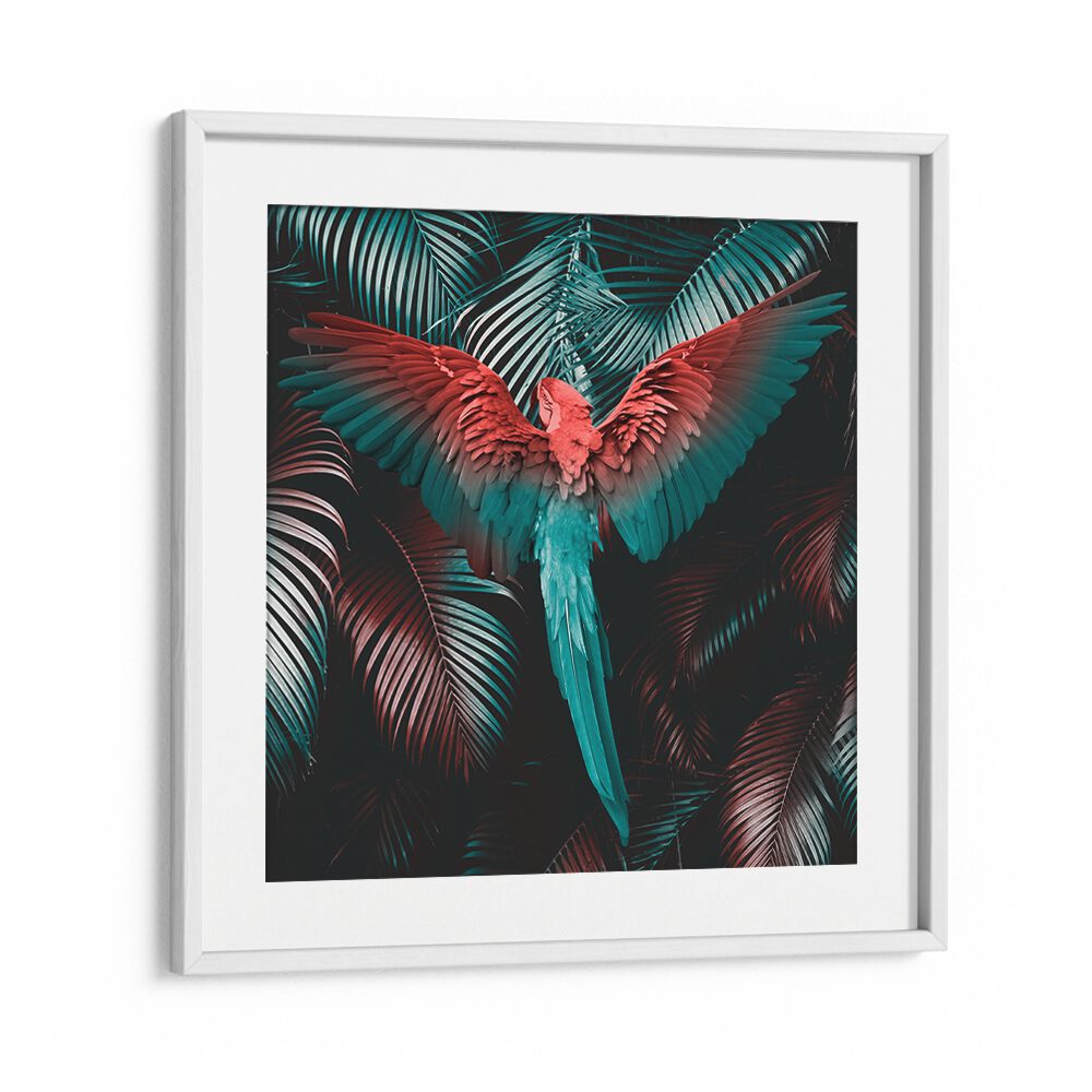 Vibrant TROPICAL STORM, ALTERED ART PRINTS featuring a stunning parrot, perfect for modern decor by Cepe.