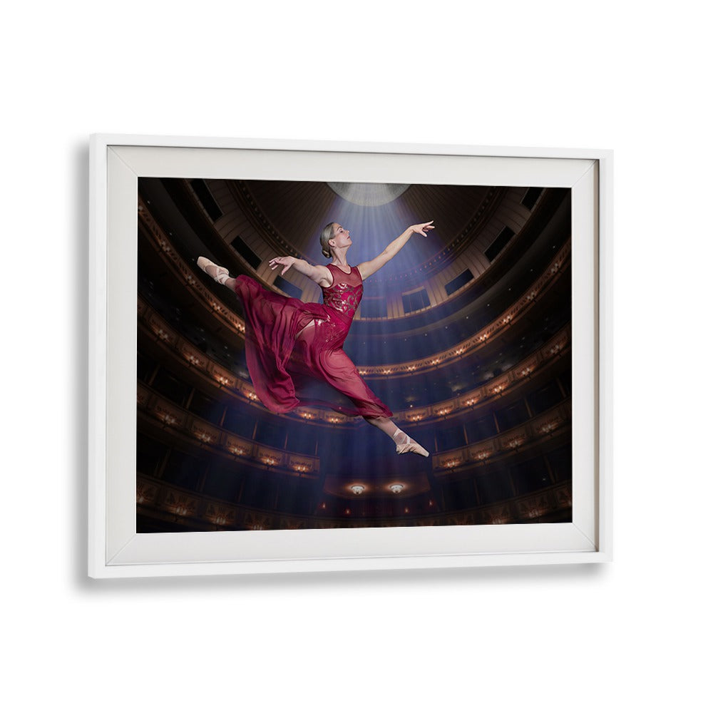 Graceful ballerina in red elevating in a stunning photography print, perfect for dance lovers. BALLERINA ROUGE, PHOTOGRAPHY PRINTS.