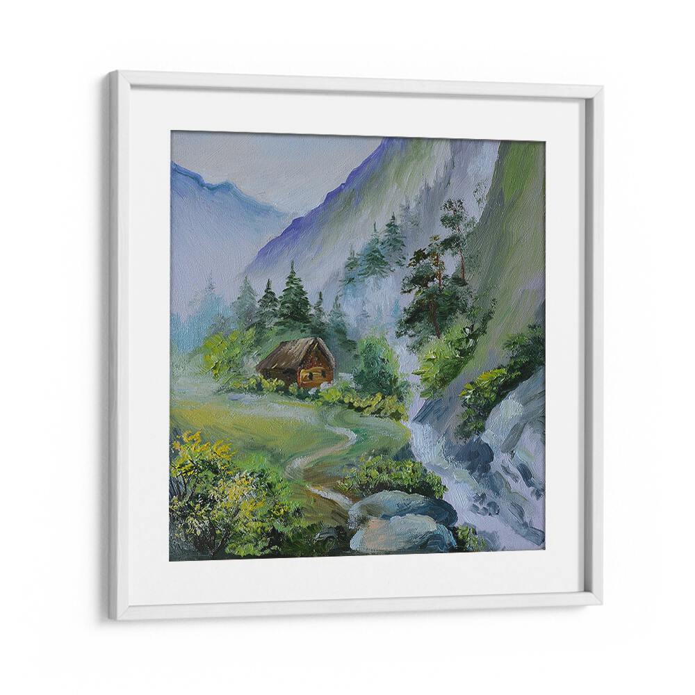 The Old Mill Vintage European Paintings in White Frame With Mount