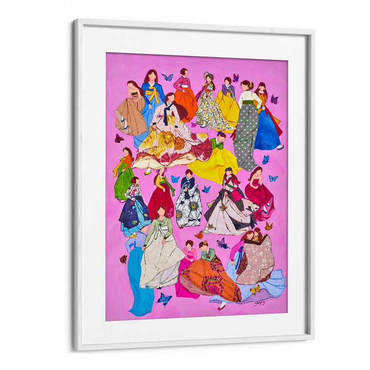 Colorful fashion poster featuring diverse women in dresses, perfect for enhancing decor—WOMAN IN DRESSES, FASHION POSTERS.
