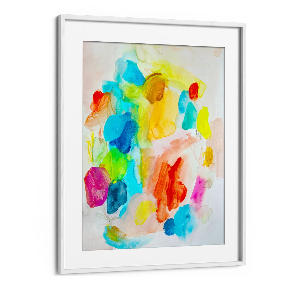 Vibrant abstract painting featuring a BLEND OF VIVID COLORS, perfect for modern decor at Whitemount.
