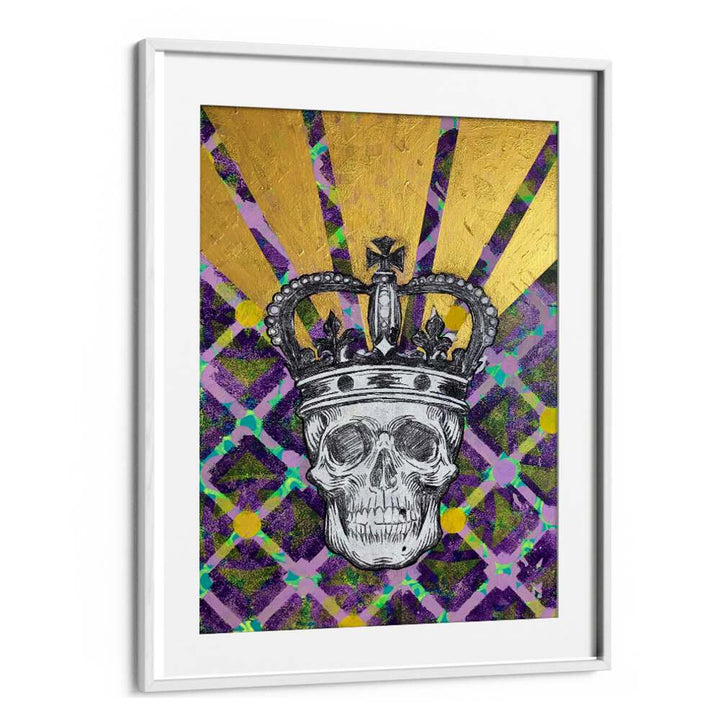 Memento Mori 4.0, pop art paintings featuring a crowned skull, blends vibrant colors and philosophical themes.