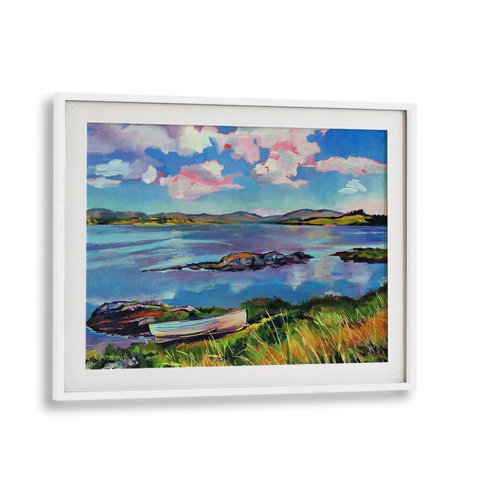 BOAT ON THE LAKE , BEACH PAINTINGS