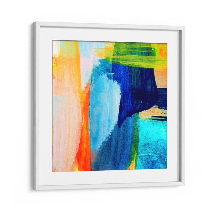 Vibrant colors in TROPICAL HEAT I, ABSTRACT PAINTINGS create a stunning focal point for any modern decor.
