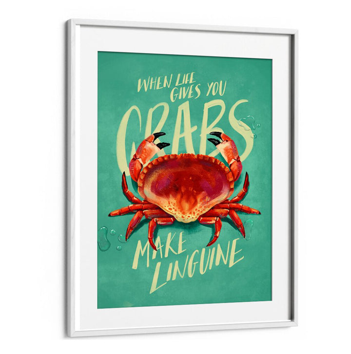 Whimsical crab art print with the phrase "WHEN LIFE GIVES YOU CRABS, BAR" for a fun decor statement.