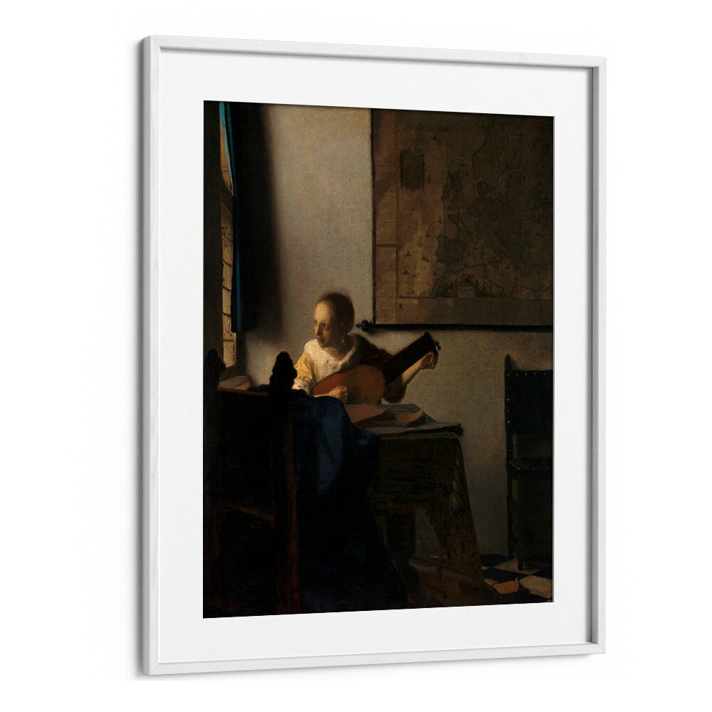 YOUNG WOMAN WITH A LUTE (CA.1662–1663)  BY JOHANNES VERMEER, VINTAGE PAINTINGS