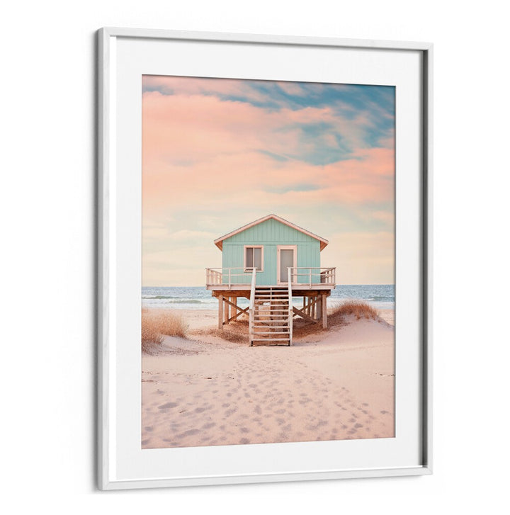 Charming beach house at PACIFIC SUNSET BEACH, perfect for enhancing your space with BEACH PAINTINGS by Philippe Hugonnard.