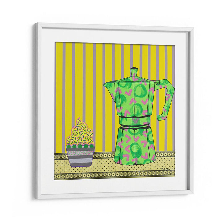 Bright and colorful CAFETERA A CUPCAKE, KITCHEN POSTERS showcase a whimsical coffee maker and cupcake design.